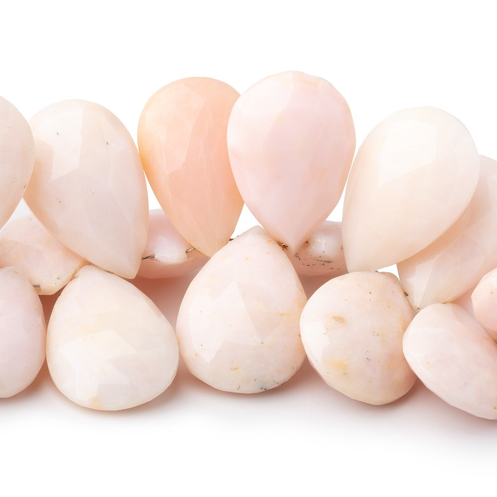 20x14-23x15mm Pink Peruvian Opal Faceted Pears 6 inch 31 beads - BeadsofCambay.com
