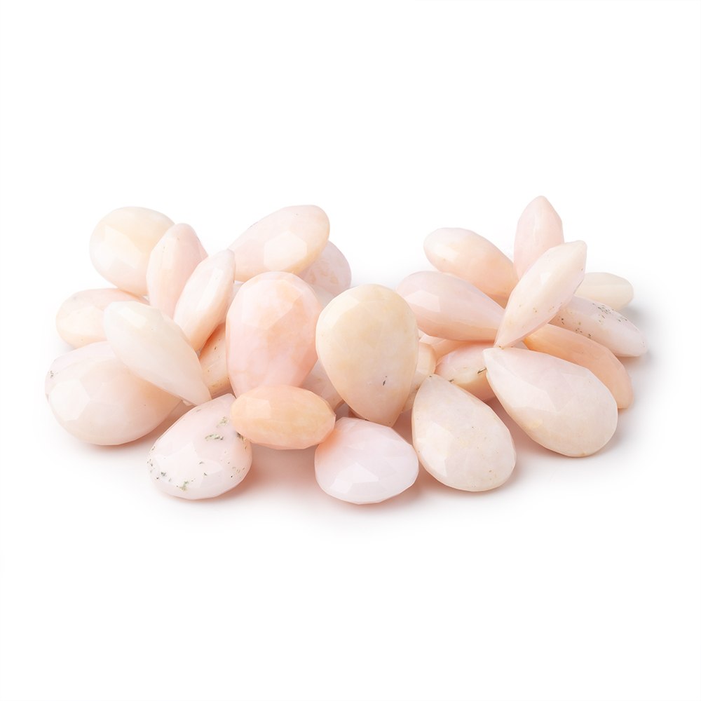 20x14-23x15mm Pink Peruvian Opal Faceted Pears 6 inch 31 beads - BeadsofCambay.com