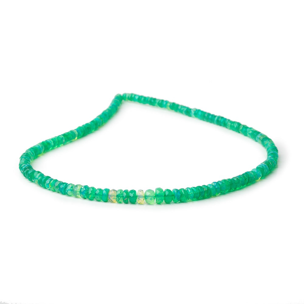 3.5-5.5mm Kelly Green Ethiopian Opal Faceted Rondelles 16 inch 166 Beads AA - BeadsofCambay.com