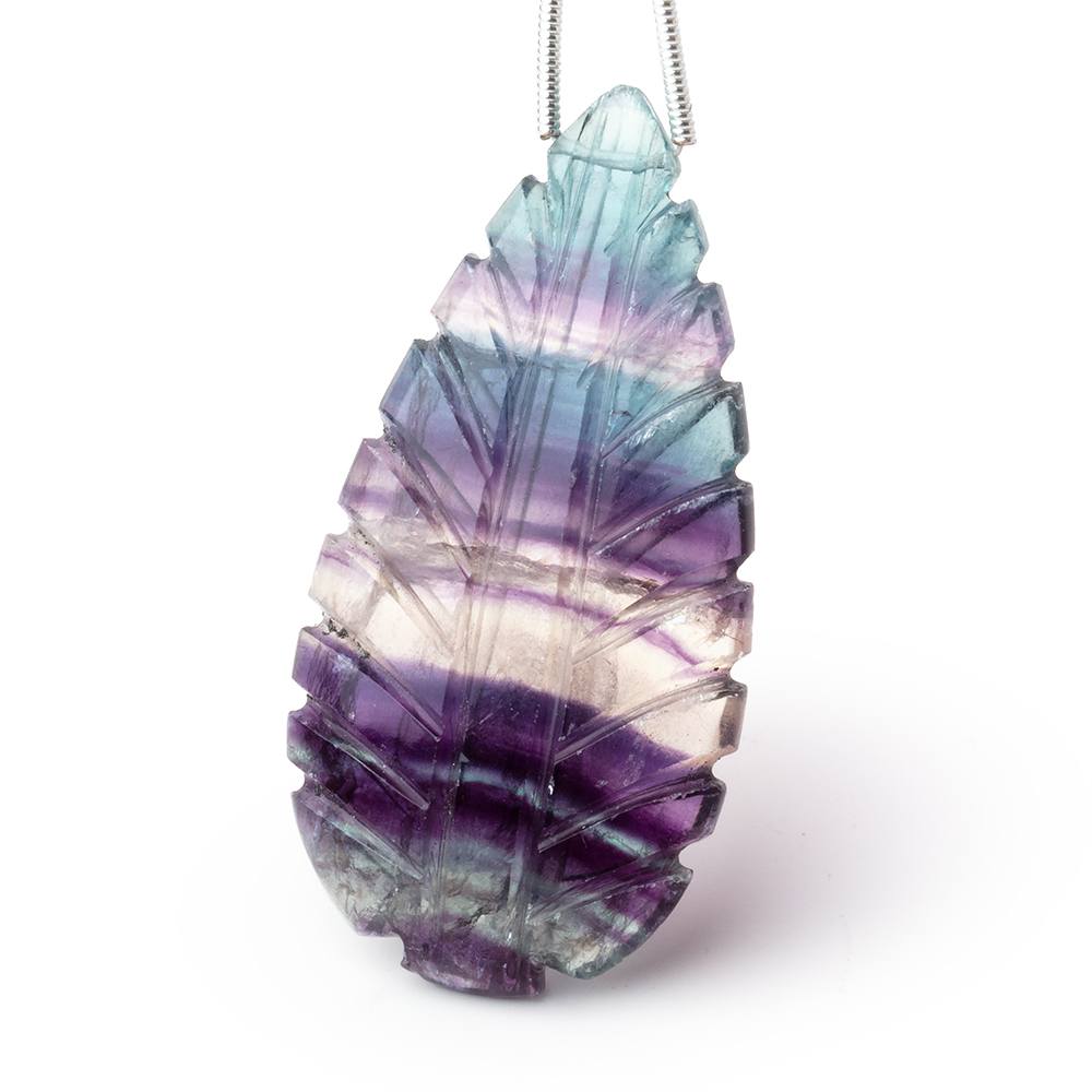 42x22mm Fluorite Hand Carved Pear Focal 1 Bead - Beadsofcambay.com