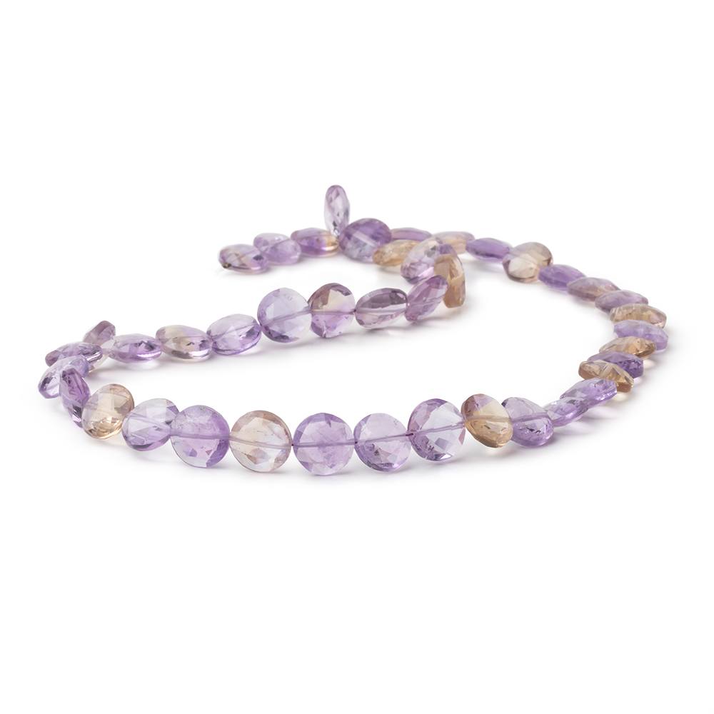 9mm Ametrine Faceted Coin Beads 16 inch 44 pieces - BeadsofCambay.com