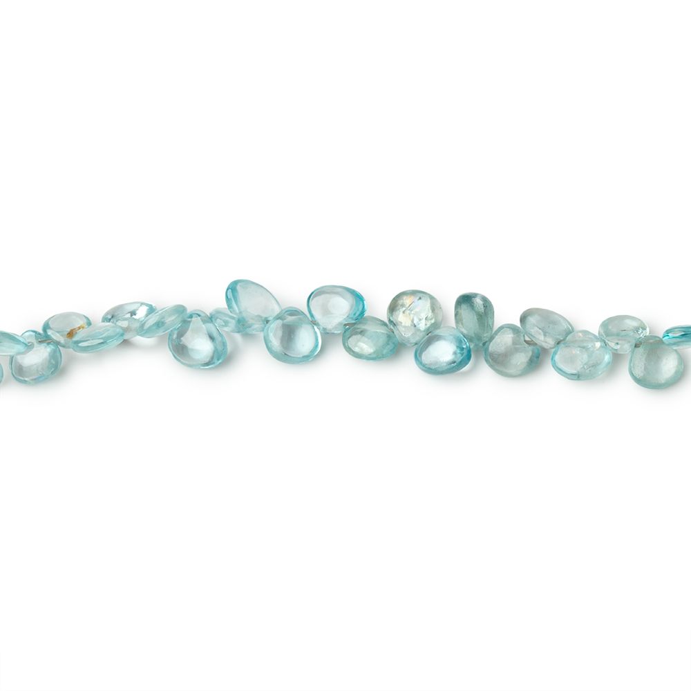 3.5-5mm Blue Zircon Plain Heart Beads 7.75 inch 76 pieces - BeadsofCambay.com