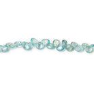 3.5-5mm Blue Zircon Plain Heart Beads 7.75 inch 76 pieces - BeadsofCambay.com