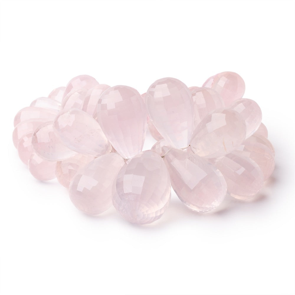 16-27mm Rose Quartz Faceted Tear Drop 7.5 inch 46 Beads AA - BeadsofCambay.com