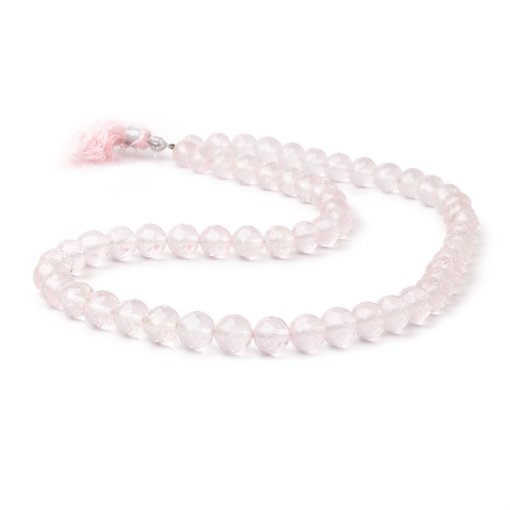7-7.5mm Rose Quartz Faceted Round Beads 16 inch 56 pieces AA - BeadsofCambay.com