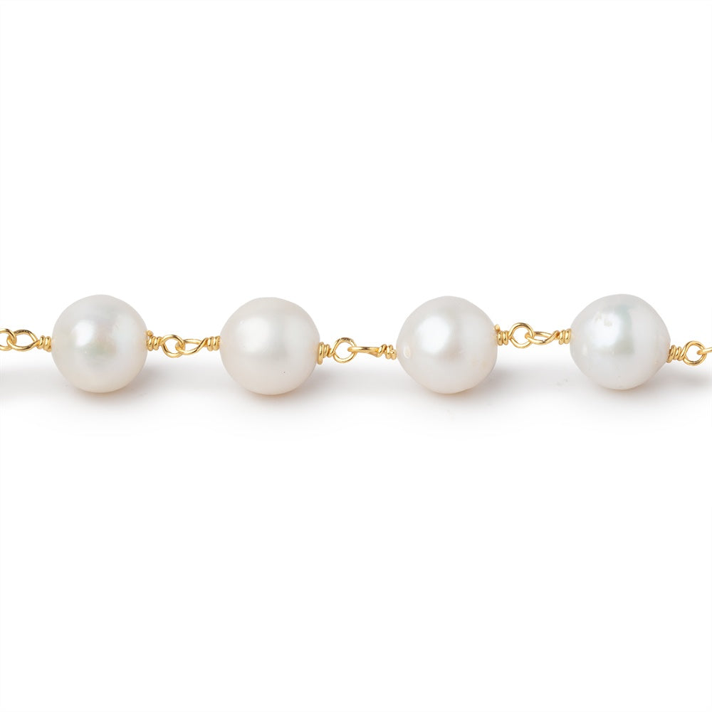 7.5-8mm Cream Off Round Pearls on Vermeil Chain - BeadsofCambay.com