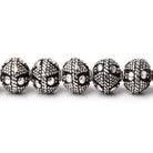 8x7mm Antiqued Silver Plated Bead Miligrain Triangle and Dot 8 inch 28 pieces - BeadsofCambay.com