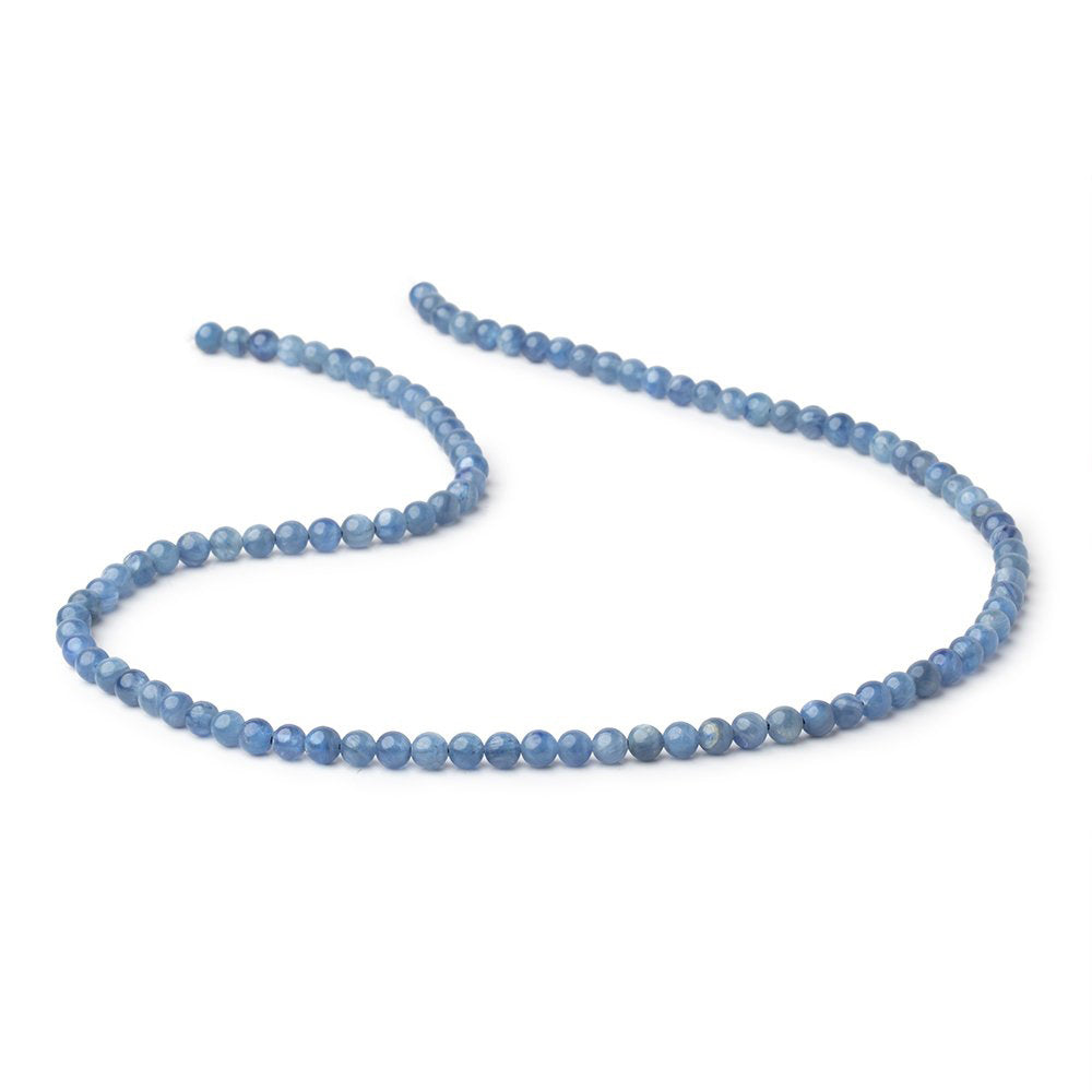 4mm Blue Kyanite Plain Round Beads 16 inch 100 pieces - BeadsofCambay.com