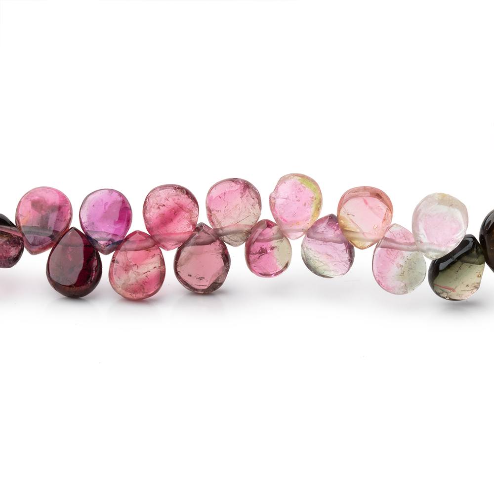 6-7mm Multi Color Tourmaline Plain Pear Beads 16 inch 125 pieces - BeadsofCambay.com