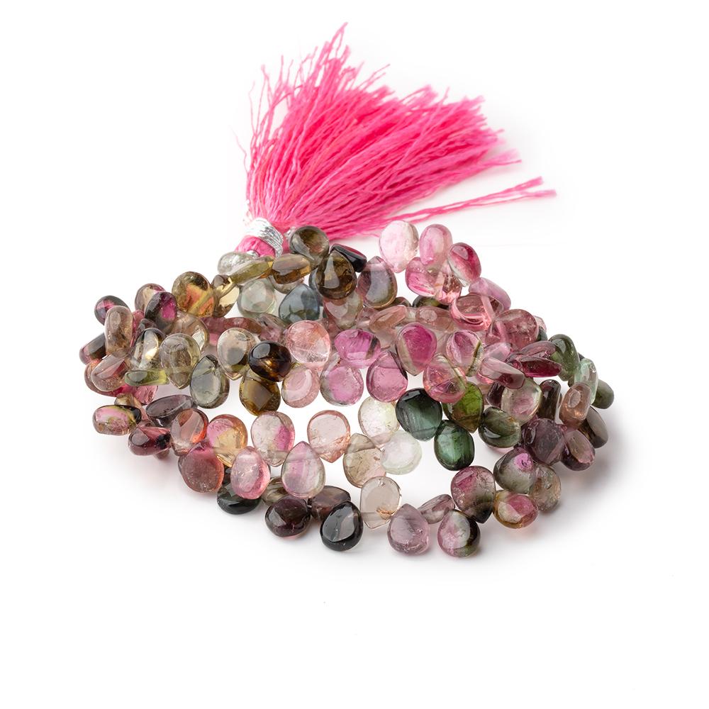 6-6.5mm Multi Color Tourmaline Plain Pear Beads 16 inch 125 pieces - BeadsofCambay.com
