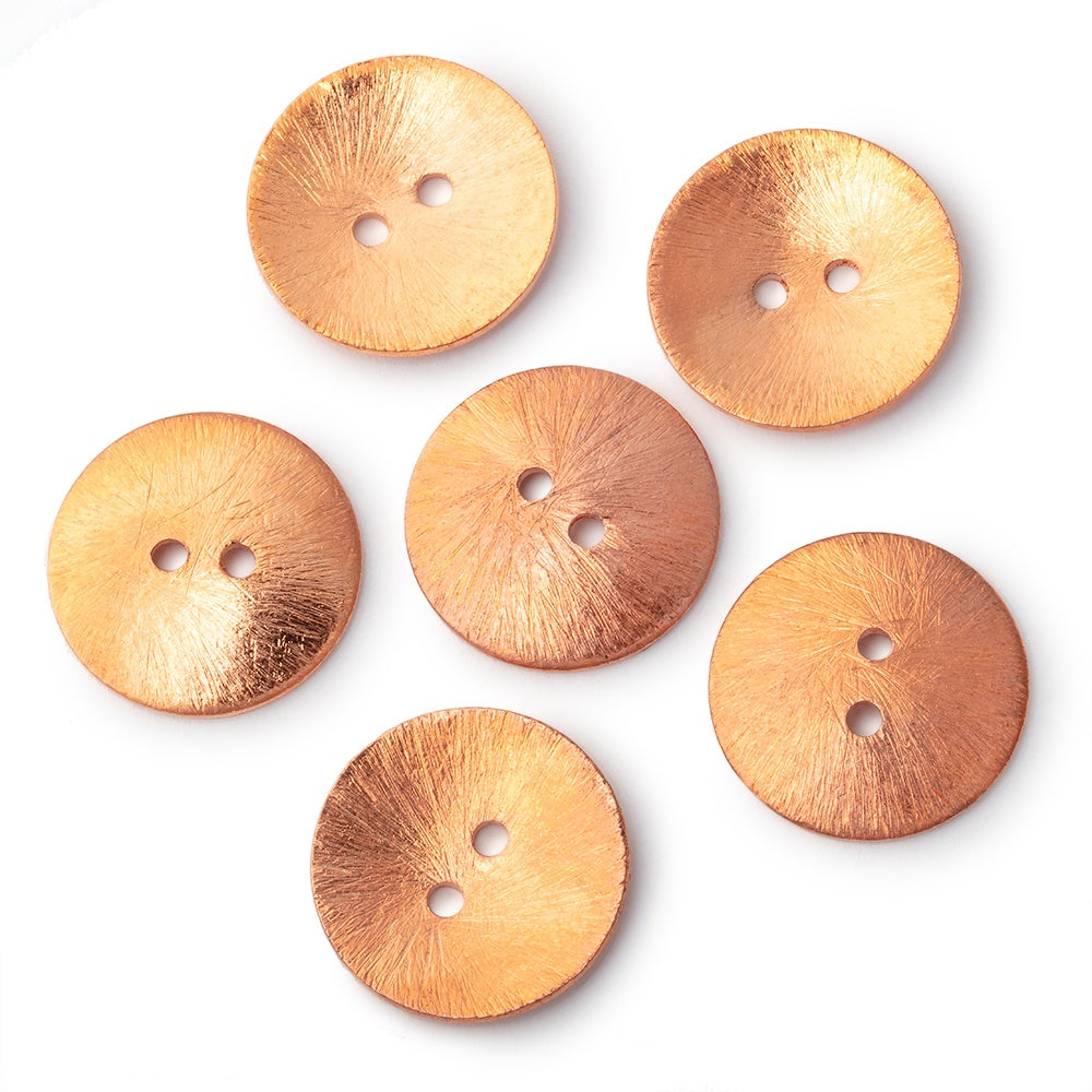 20mm Brushed Round Buttons Set of 6 - BeadsofCambay.com