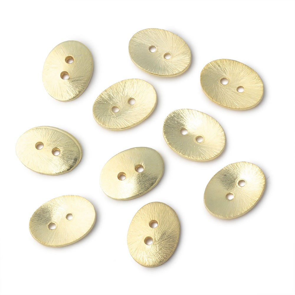 16x12mm Brushed Oval Buttons Set of 10 - BeadsofCambay.com