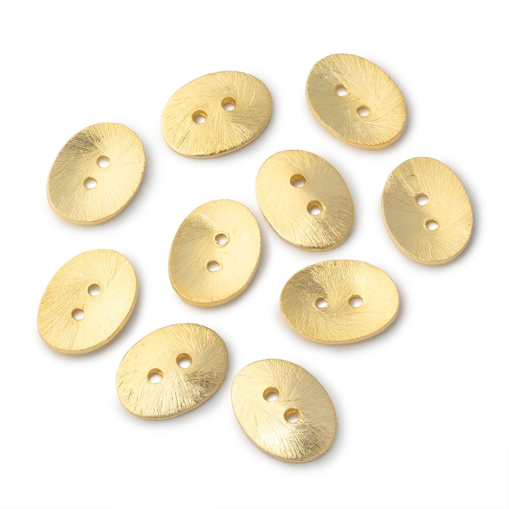 16x12mm Brushed Oval Buttons Set of 10 - BeadsofCambay.com