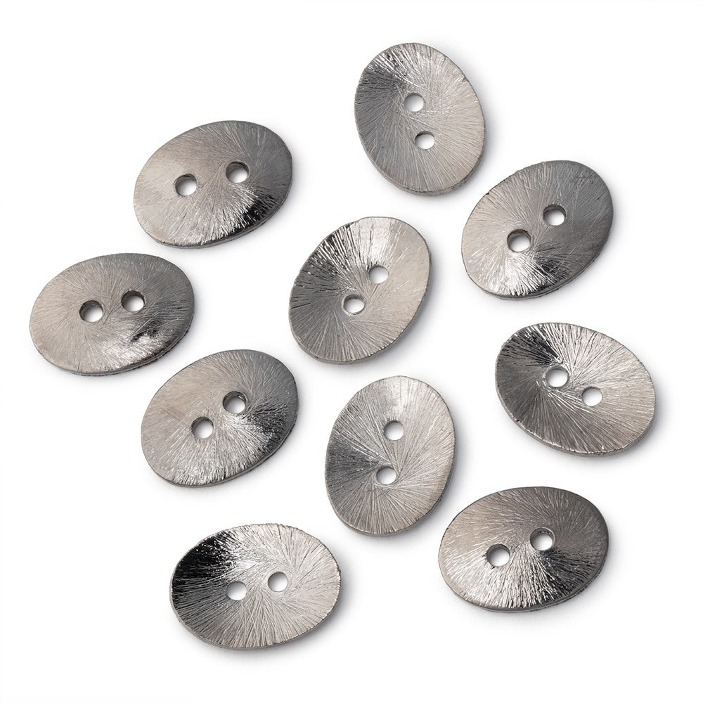 16x12mm Brushed Oval Buttons Set of 10 - BeadsofCambay.com