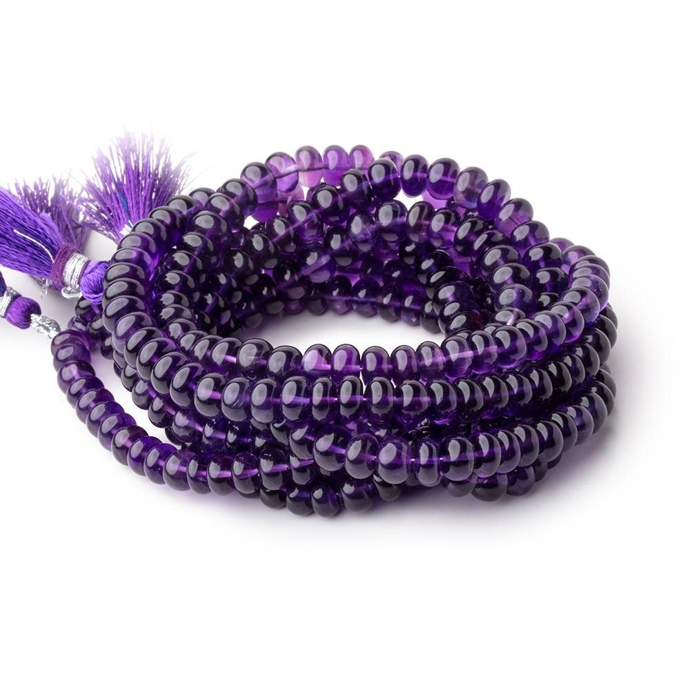 6.5-8mm African Amethyst Plain Rondelle Beads 15.5 inch 85 pieces - BeadsofCambay.com