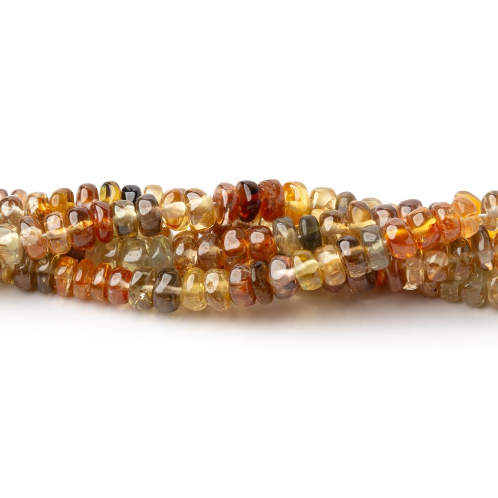 3-4mm Multi Color Golden Zircon Plain Rondelle Beads 17 inch 212 pieces AA - BeadsofCambay.com