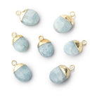 10x8mm Gold Leafed Aquamarine Faceted Oval Focal Bead 1 piece - BeadsofCambay.com