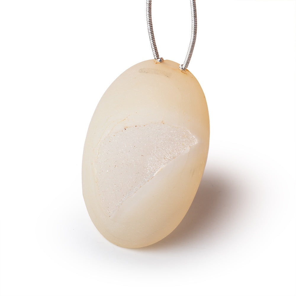 43x30mm Frosted Lemon Oval Drusy Focal Bead Pendant 1 piece - BeadsofCambay.com