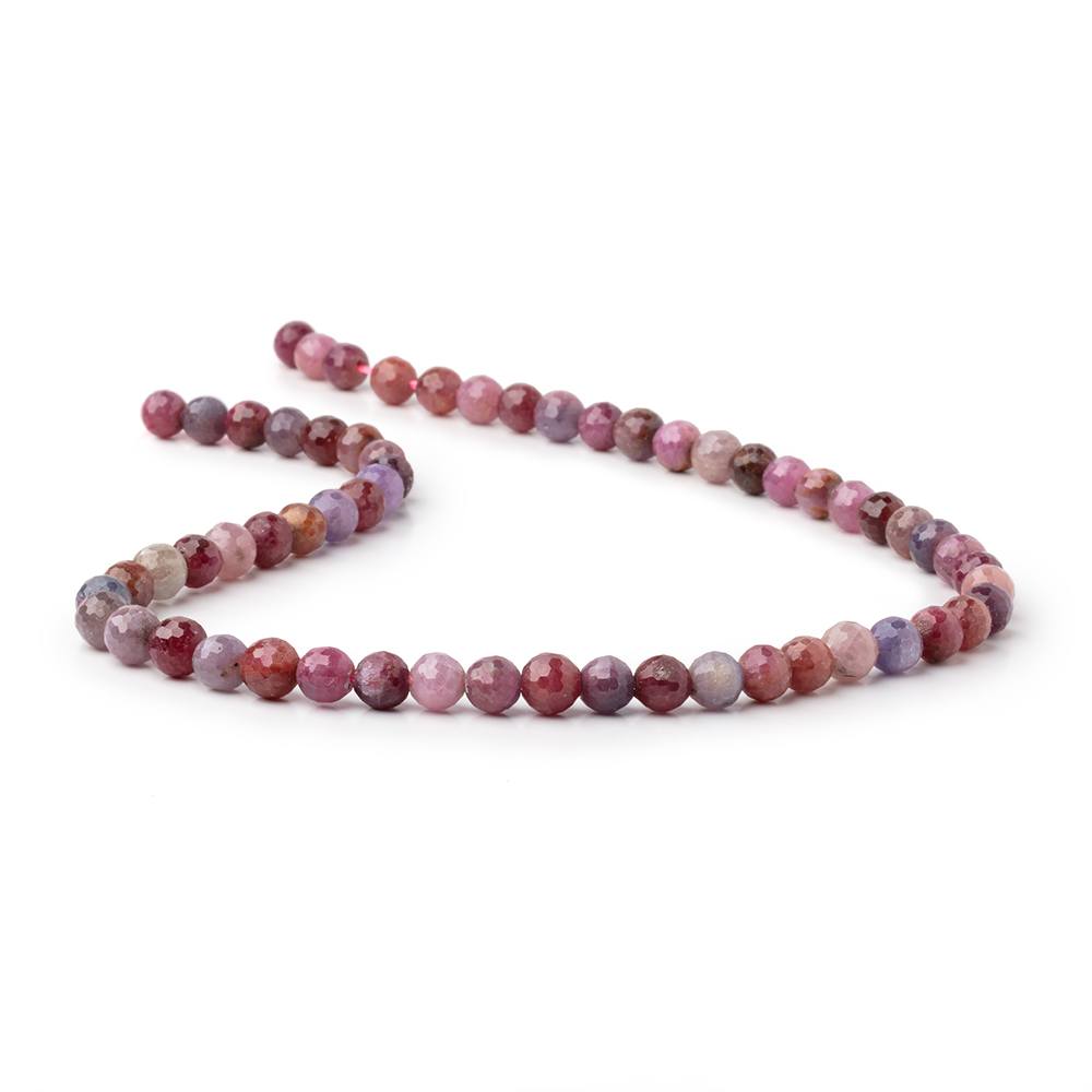 6.5-7mm Sapphire and Ruby Faceted Round 15.5 inch 60 Beads - BeadsofCambay.com