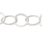 28x23mm and 21mm Silver plated Brushed Oval and Round Link Chain by the foot - BeadsofCambay.com
