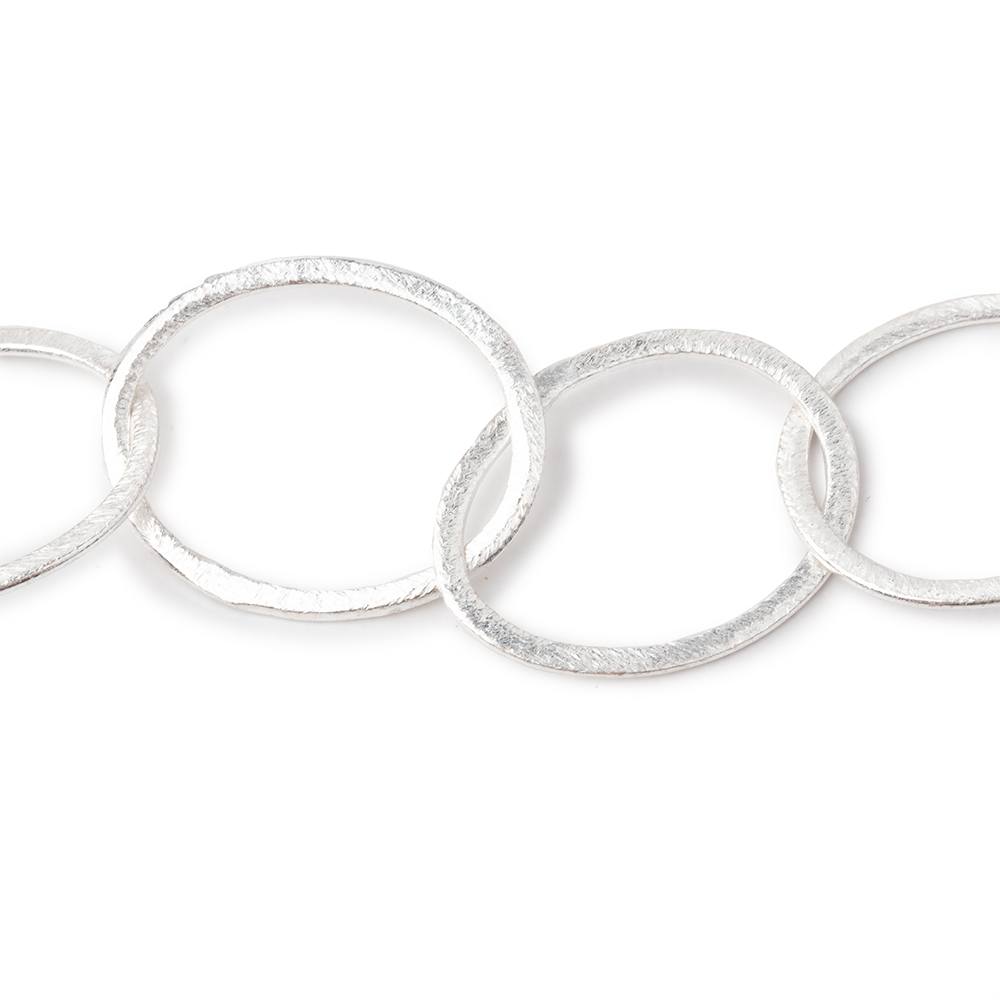 27x23mm Silver plated Brushed Oval Link Chain by the foot - BeadsofCambay.com