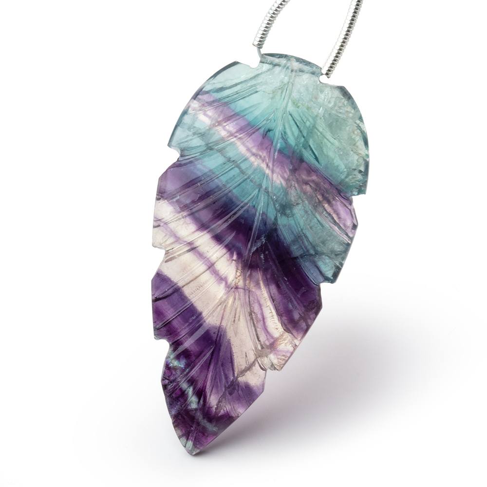 44.3x22mm Fluorite Hand Carved Shoulder Drilled Pear 1 Focal - Beadsofcambay.com