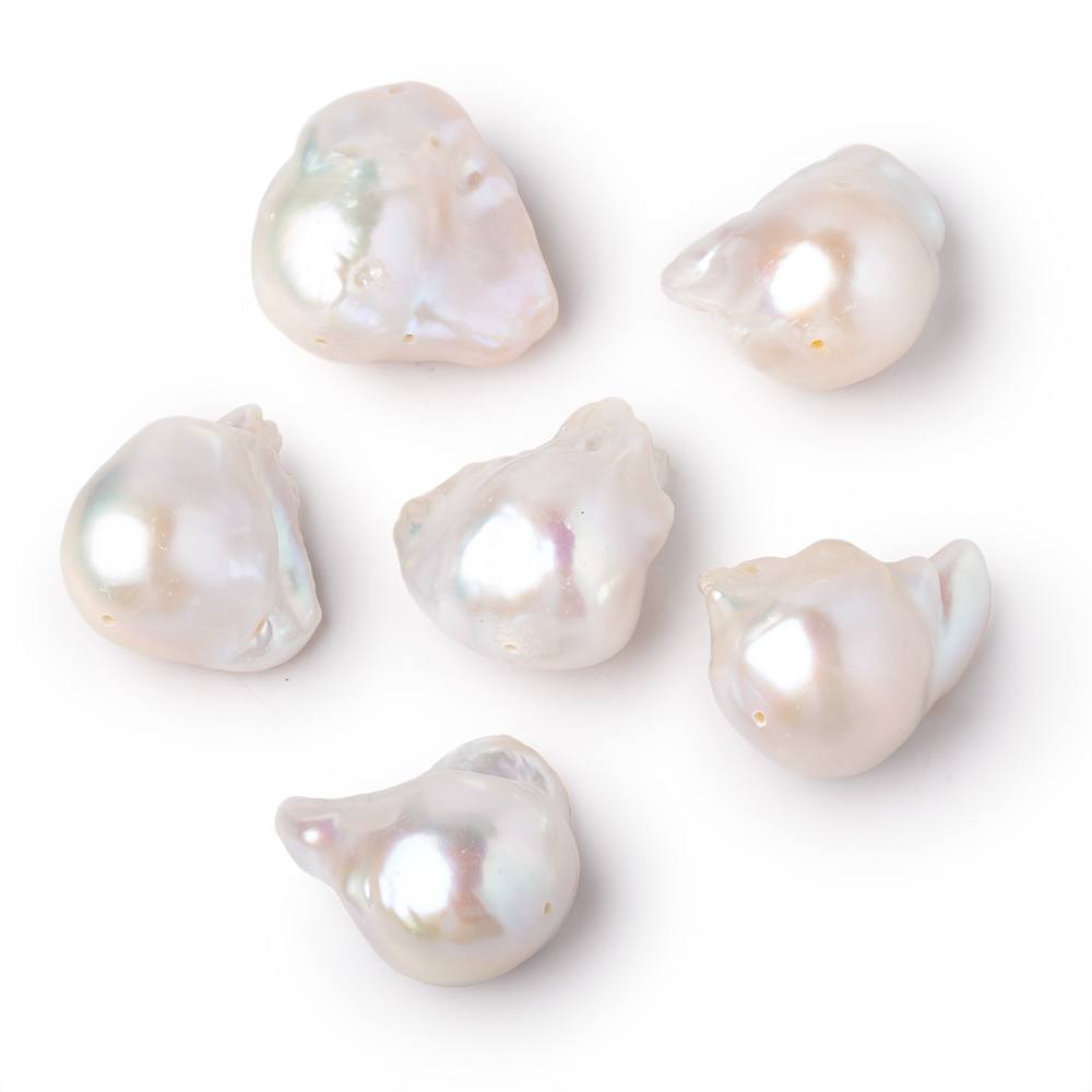 25x16-30x17mm White Ultra Baroque Freshwater Pearl Focal 1 piece AA - BeadsofCambay.com