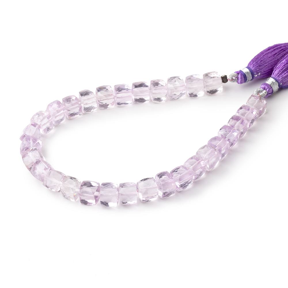 6-7mm Pink Amethyst Faceted Cube Beads 8 inch 30 pieces - BeadsofCambay.com