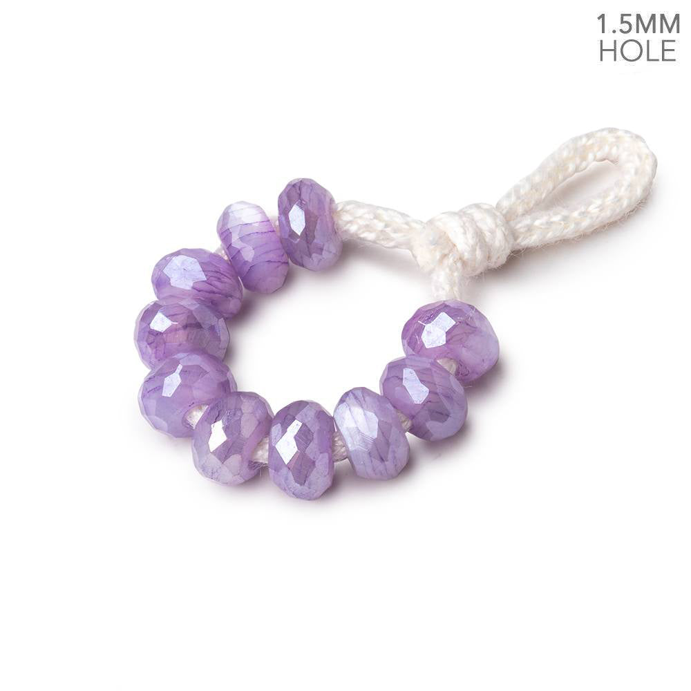 6mm Mystic Purple Moonstone 1.5mm Large Hole Faceted Rondelle Set of 10 - BeadsofCambay.com