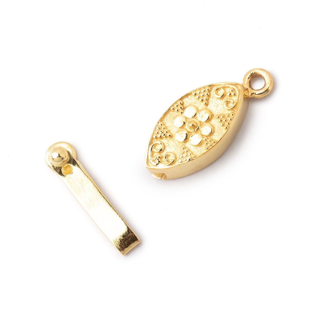 17.5x9mm Vermeil Floral Marquise Box Clasp 1 piece - BeadsofCambay.com