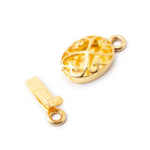 15x11mm Vermeil Oval Box Clasp with Heart Design 1 piece - BeadsofCambay.com