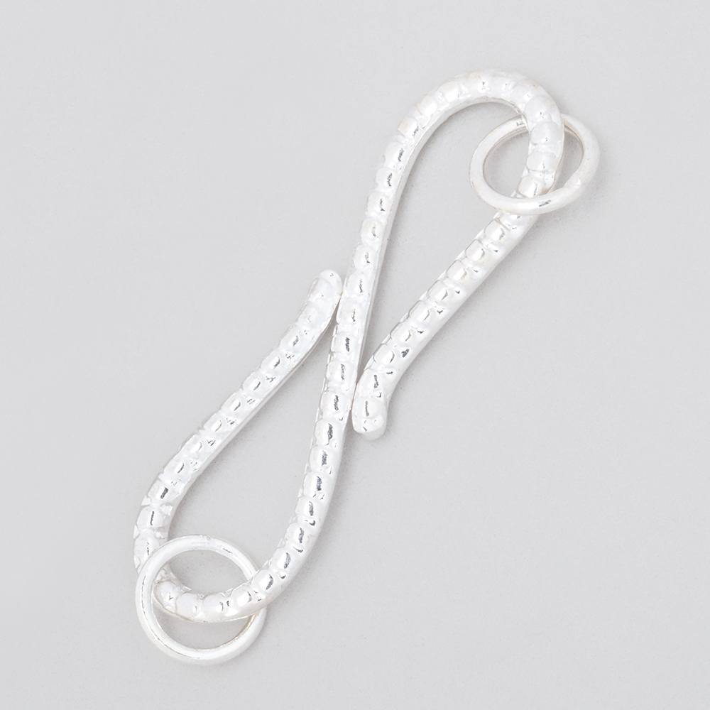 36x10mm Sterling Silver S Hook with Dotted Design 1 piece - BeadsofCambay.com