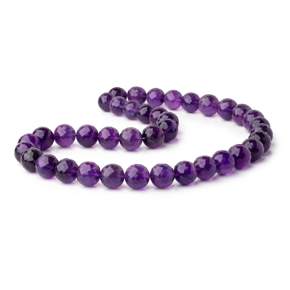 9.5-11mm Dark Amethyst Faceted Round Beads 16 inch 39 pieces - BeadsofCambay.com