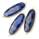 44x18mm Vermeil Bezel Lapis Lazuli Faceted Oval Connector 1 piece - Beadsofcambay.com