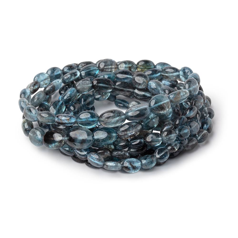 4.5 - 10mm Moss Aquamarine Plain Oval Beads 18 inch 68 pieces - Beadsofcambay.com