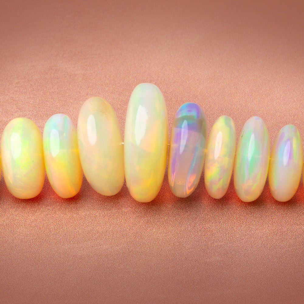 4.5 - 18mm Golden Ethiopian Opal Plain Rondelle 20 inch 185 Beads AAA - Beadsofcambay.com