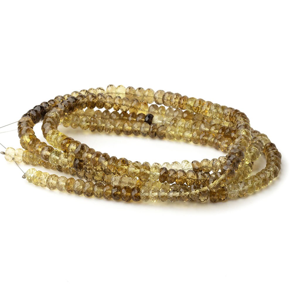 4.5 - 5.5mm Bi - Color Quartz Faceted Rondelle Beads 15 inch 121 pieces AA - Beadsofcambay.com