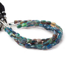 4.5 - 5.5mm Black Ethiopian Opal Faceted Rectangle 6 inch 22 Beads AA - Beadsofcambay.com