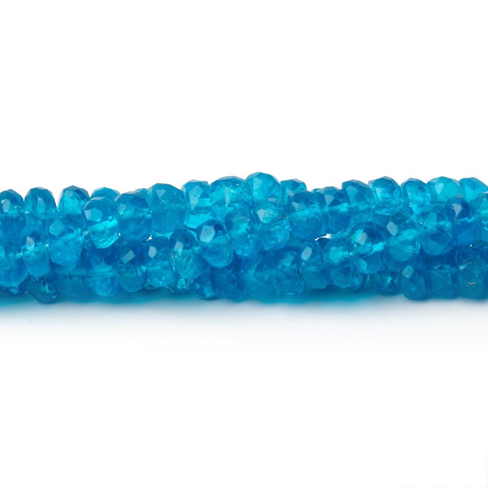 4.5-5mm Neon Blue Apatite Faceted Rondelle Beads 15.5 inch 148 pieces AA - Beadsofcambay.com