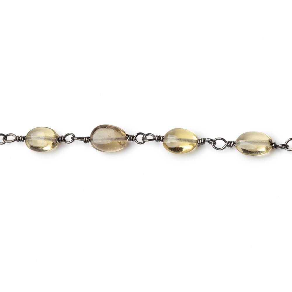 4.5 - 6mm Multi Quartz Plain Ovals on Black Gold Plated Chain - Beadsofcambay.com