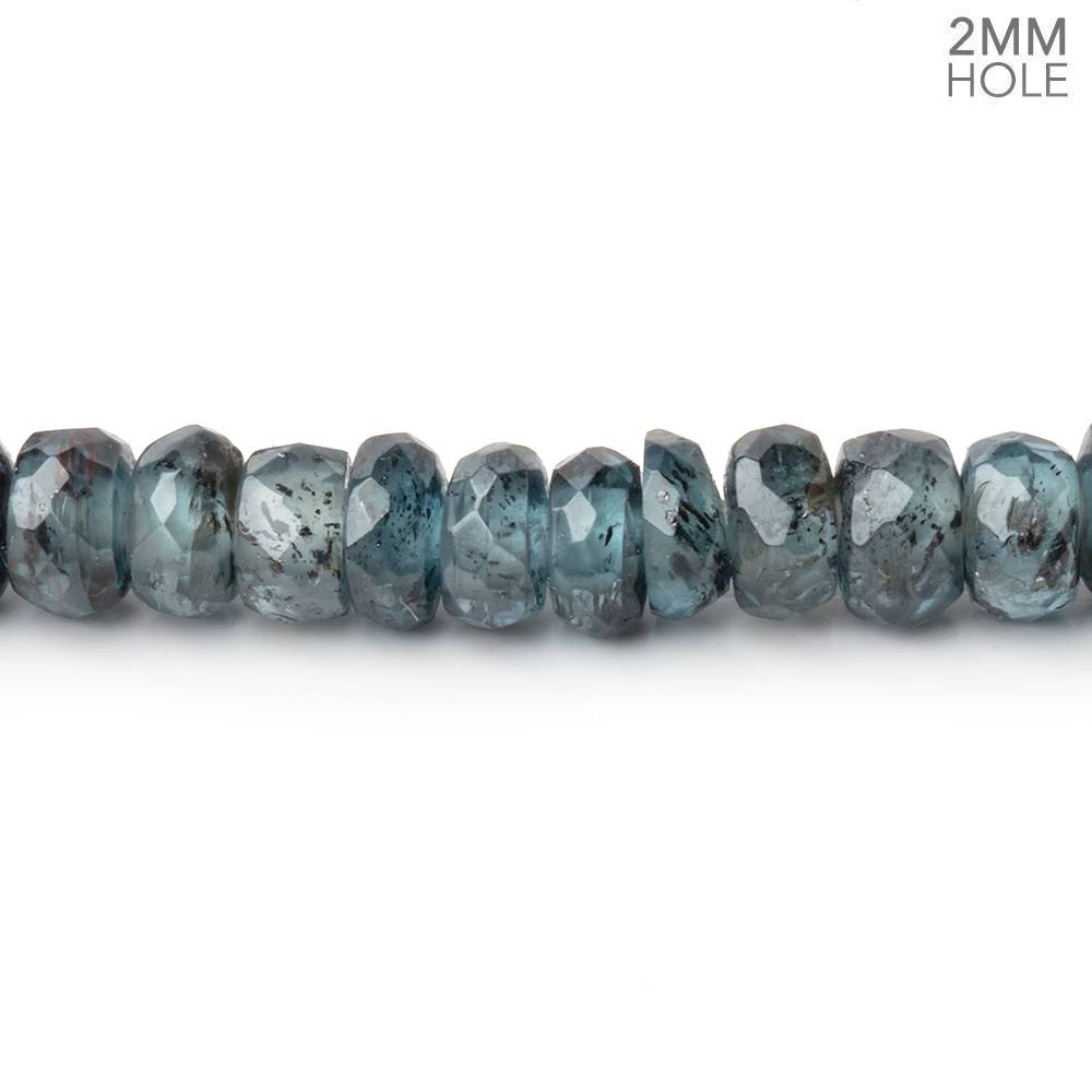 5-6mm Indigo Kyanite 2mm Large Hole Faceted Rondelle Beads 7 inch 53 pieces - BeadsofCambay.com