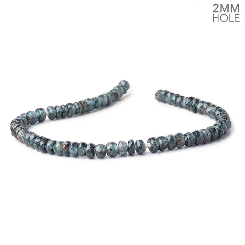 5-6mm Indigo Kyanite 2mm Large Hole Faceted Rondelle Beads 7 inch 53 pieces - BeadsofCambay.com