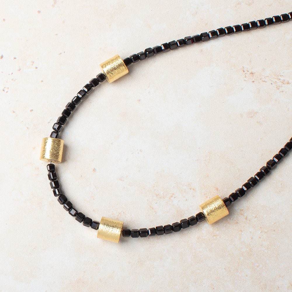 8x8mm Brushed Tube Set of 4 Beads - BeadsofCambay.com