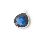 16mm Sterling Silver Bezel Blue Flash Labradorite Faceted Heart Pendant 1 Focal - BeadsofCambay.com
