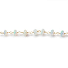 4.5mm Ethiopian Opal Plain Rondelles on Vermeil Hand Wrapped Chain - Beadsofcambay.com
