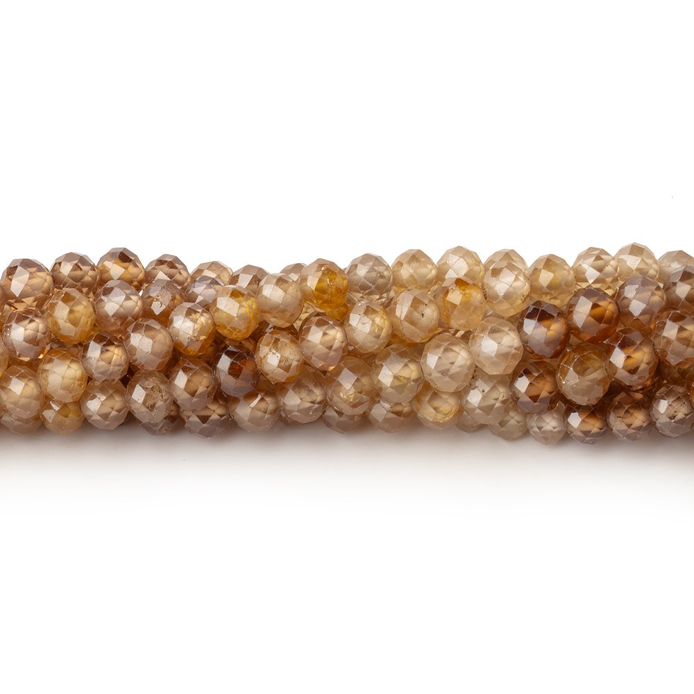 4.5mm Warm Brown Zircon Micro Faceted Rondelles 12 inch 80 Beads AA - Beadsofcambay.com