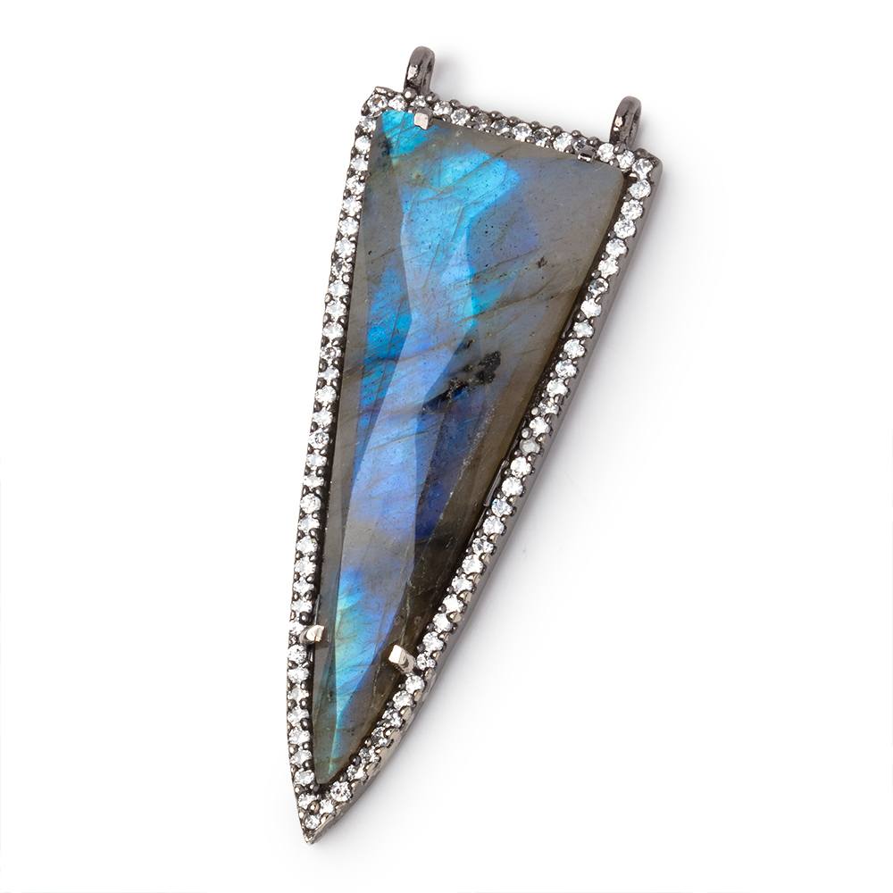 45x18mm Black Gold CZ Bezel Labradorite Faceted Point Connector 1 Focal - Beadsofcambay.com