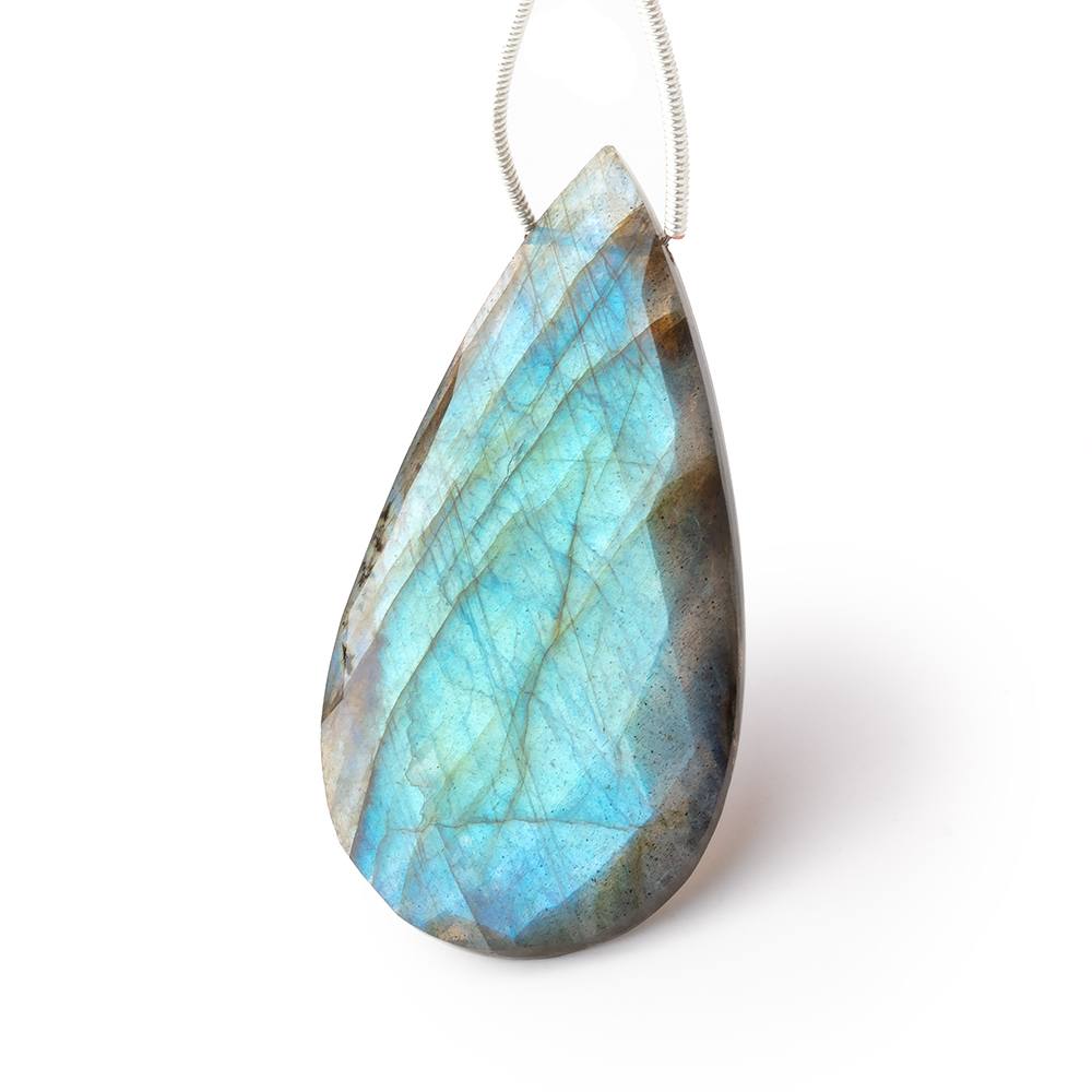 45x24mm Labradorite Faceted Pear 1 Focal Piece AA - Beadsofcambay.com