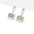 Vermeil Labradorite Baguette 3 ring Earwire Set of 2 pieces - BeadsofCambay.com
