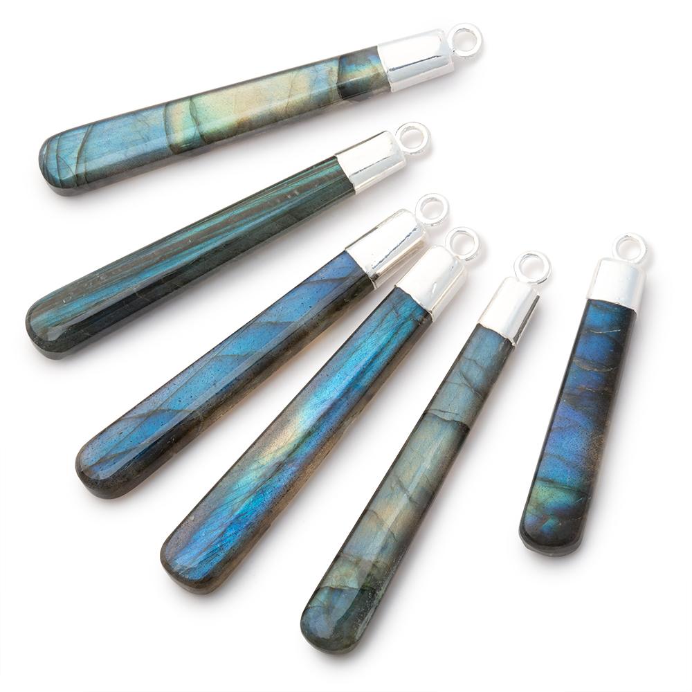 29-40mm Silver Leafed Labradorite Elongated Pear Pendant 1 piece - BeadsofCambay.com